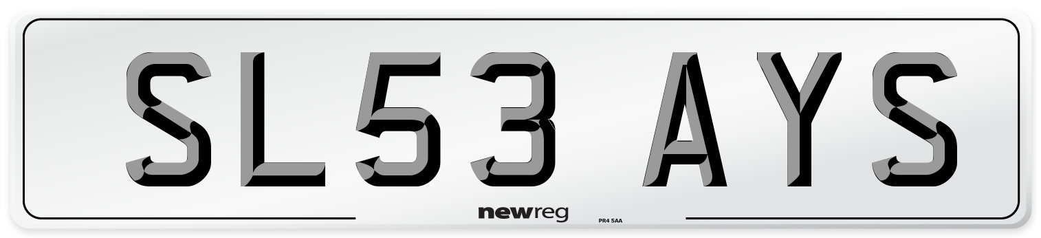 SL53 AYS Number Plate from New Reg